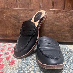 Sperry Black Leather Slides 8